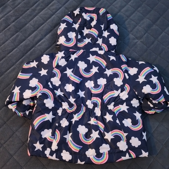 GIRLS NAVY‎ BLUE RAINBOW CLOUD WINTER JACKET SIZE 12-months CHILDREN’S PLACE - Picture 5 of 9